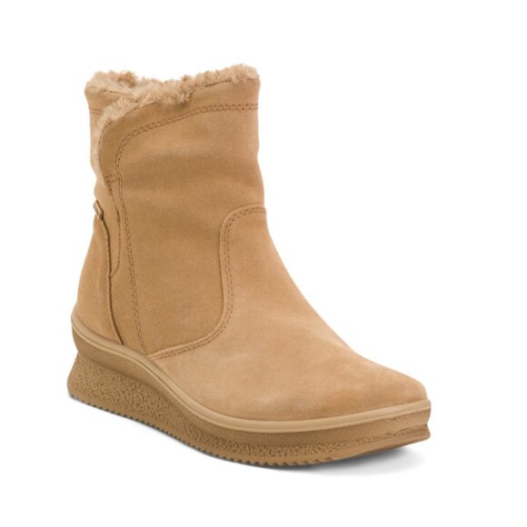 IMAC Cognac Made In Italy Suede Flat Booties - Picture 1 of 2